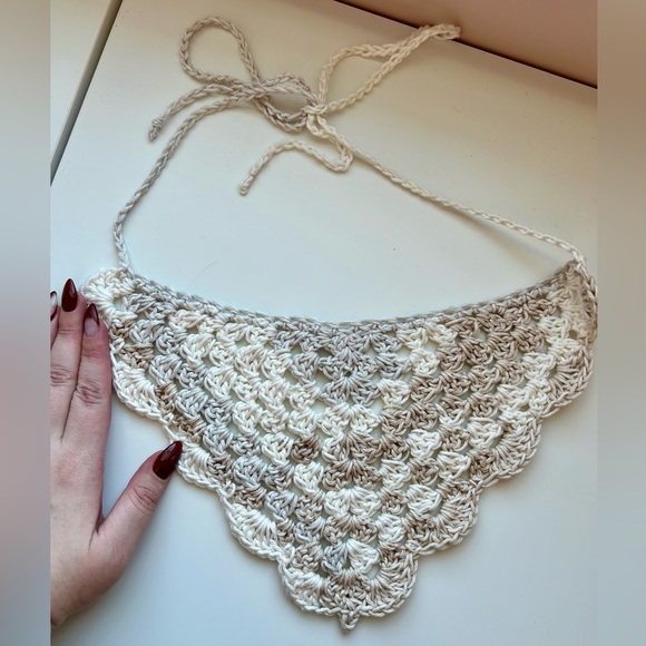 Handmade crochet neutral bandana/ headscarf - Picture 3 of 6